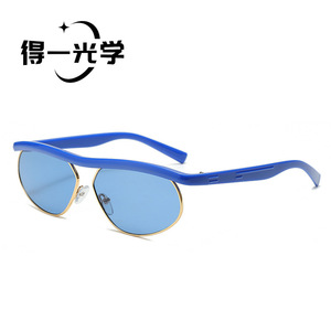 Gafas de sol deportivas de metal con media montura, negras, UV400 Tipo 3 para mujer - Product Image 2