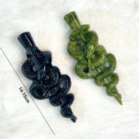 Serpent et Épée en Jade Vert Naturel Sculptés à la Main, Artisanat Énergie Reiki, Décoration Maison Feng Shui, Serpent en Obsidienne, Cadeau Cristal Unique