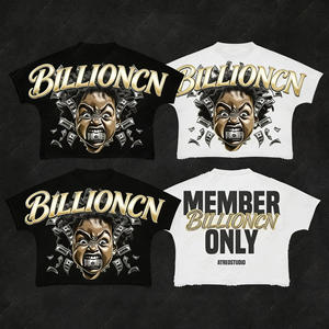 เสื้อยืดครอปแขนสั้นทรงโอเวอร์ไซส์ คอกลม ระบายอากาศได้ดี พิมพ์ลายสัตว์แบบวินเทจ ล้างสีแบบแอซิด 100% ผ้าไหมพิมพ์ลายสกรีน สำหรับผู้ชาย - Product Image 5