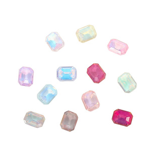 Strass colorés pour nail art, dos plat, accessoires de bijoux DIY, cristal de verre moka, forme quadrilatère, Bling Bling, frais et élégant - Product Image 5