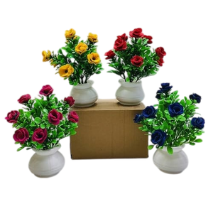 Planta de bonsái verde de cinco pétalos para fotografía de bodas en interiores, rosas de espuma para celebración de Acción de Gracias, en maceta de plástico - Product Image 1