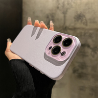 Étui en cuir texturé Lychee avec protection d'objectif en verre cristal pour iPhone 15 Pro Max 14 13 12, protection antichoc, coque rigide en PC