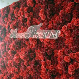 Customized Wedding Celebration Fabric Bottom Flower Art Background Wall Creative Forest Series Red Silk Flower Wall