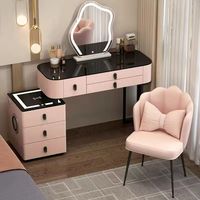 Petit bureau de maquillage avec miroir, ensemble de coiffeuse blanc rose gris avec tiroir de rangement pour chambre à coucher