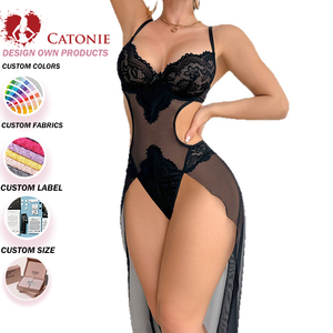 Body de Encaje Transparente Sexy para Mujer, Camisón con Tirantes Finos, Ropa de Dormir Exótica, Conjunto de Lencería Íntima para Dama - Product Image 1