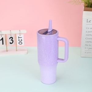 Nuevo Vaso Térmico de Acero Inoxidable de Doble Pared de 40 oz con Logotipo Personalizado, Asa y Pajita Plegable para Oficina, para Botellas de Agua - Product Image 4