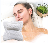 Coussin de bain pour baignoire, soutien-tête et nuque, en tissu maille 3D doux