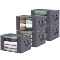 Sac de rangement robuste pour vêtements avec poignées solides, fermeture éclair renforcée, empilable, grande fenêtre frontale, boîte de rangement pour déménagement, armoire