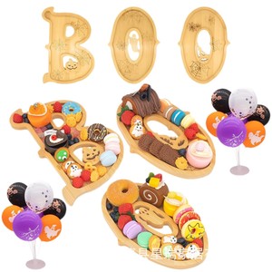 Bandeja de madera creativa con alfabeto, bandeja para Halloween, color madera natural, bandejas para servir para el aprendizaje del inglés para niños - Product Image 3
