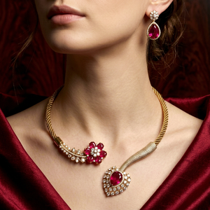 Parure Collier et Boucles d'Oreilles pour Femme en Alliage A.D, Plaqué Or, Argent, Cristal, Strass, Design Géométrique, Haute Qualité, Nouveauté pour Soirée - Product Image 1