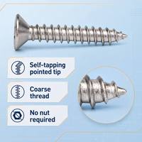 Tornillos Autorroscantes M3 M4 KB de Cabeza Plana Avellanada Phillips, Recubiertos de Zinc y Níquel, Rosca Gruesa, Grado 6.8 para Plástico