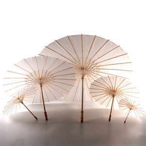 Parapluie en papier blanc chinois vierge pour décoration de mariage artisanale, peinture DIY pour enfants, mini parapluie en papier huilé, parasol - Product Image 2