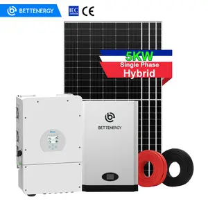 家庭用ソーラーシステム5KWハイブリッドソーラーシステム5KW 8KW 10KW 12KWリチウム電池付きソーラーエネルギーシステム