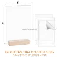 Support de menu en bois en forme de T en acrylique transparent pour table de restaurant, cadre photo, carte de signalisation double face, personnalisation A4 A5 A6 A7