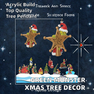 Décorations de Noël très vendues de haute qualité : Pendentifs monstre vert en acrylique, ornements suspendus en forme de poupée verte, accessoires. - Product Image 2