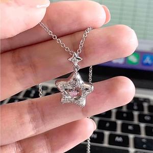 Sparkling <b>Star</b> River S925 Pure <b>Silver</b> Super Immortal Diamond <b>Necklace</b> with Water Drop and Starry Sky Charms - Product Image 4