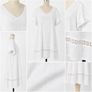 Abito chemisier lungo da donna in viscosa e rayon, con collo alto, senza maniche, vestibilità ampia, stampa floreale, tessuto intrecciato traspirante ed ecologico - Product Image 6
