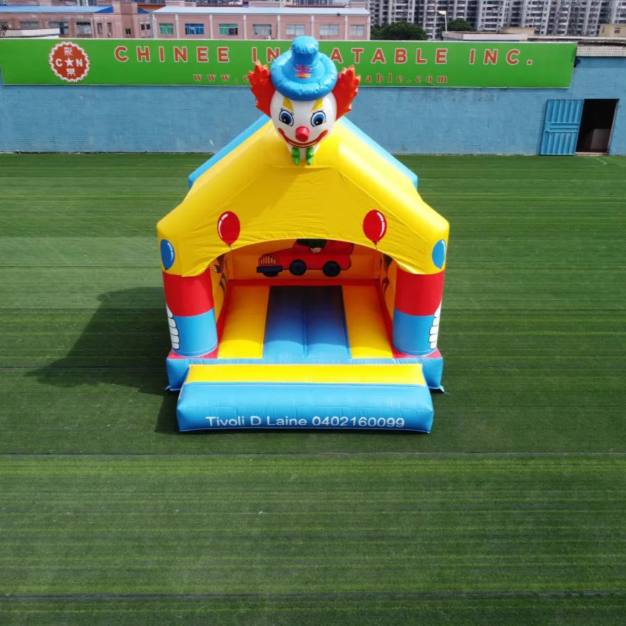 Casa inflable de T2-2835 para niños, casa de salto con temática de payaso, de rebote comercial