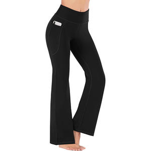 Pantaloni da Yoga a vita alta XXL pantaloni da <span class=keywords><strong>allenamento</strong></span> a vita incrociata Leggings morbidi a gamba larga traspiranti e increspati alla caviglia - Product Image 2