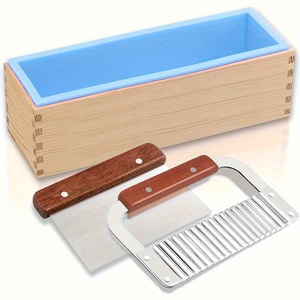 Khuôn làm xà phòng thủ công hình chữ nhật, bộ khuôn làm xà phòng hình chữ nhật kèm dao cắt, khuôn xà phòng <span class=keywords><strong>silicon</strong></span> mềm dẻo với hộp gỗ - Product Image 4