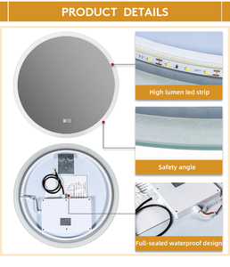 กระจกแต่งหน้า LED ทรงกลมพร้อมระบบไล่ฝ้าแบบสัมผัส กระจกแต่งหน้าติดผนังแบบมีไฟ กระจกแต่งหน้าแบบด้านเดียว - Product Image 2
