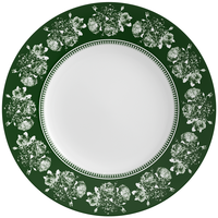Assiette de table en porcelaine fine verte à motif floral vintage, assiettes de présentation en céramique à motif floral rétro pour la décoration de table de mariage et de fête