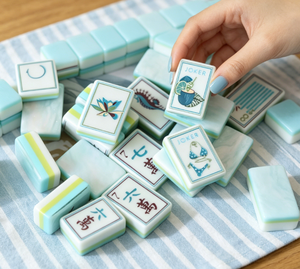 <span class=keywords><strong>Jeu</strong></span> de tuiles de mahjong en acrylique nautique perlé |   <span class=keywords><strong>Jeu</strong></span> de divertissement portable au design moderne - Product Image 5