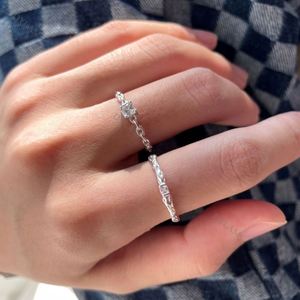 Dylam <b>Adjustable</b> Chain Link Style <b>Ring</b> CZ Stackable <b>Ring</b> Rhodium Plated 925 Sterling <b>Silver</b> Chain Zircon Open <b>Ring</b> - Product Image 5