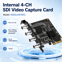 Tarjeta de Captura de Video SDI Interna PCIe de 4 Canales, 1080P*60Hz, Formato YUY2, Ancho de Banda de 20Gbps para Uso Industrial en Windows, Mac y Linux