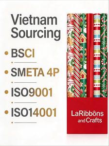 Vietnam Sourcing EUDR BSCI SMETA ISO9001 Compliant Custom <b>Christmas</b> Gift <b>Wrapping</b> <b>Paper</b> <b>Roll</b> for US Supermarkets projects - Product Image 2