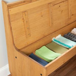 Bộ bàn ghế ăn sáng góc cạnh bằng gỗ thông nguyên khối hiện đại dành cho 5 người với ngăn chứa đồ ẩn, ghế dài góc cạnh, bộ bàn ăn ẩn - Product Image 6