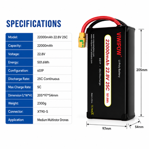 Batterie LiPo haute performance 22000mAh 22.8V 25C 3.8V haute tension pour drone agricole avec temps de vol long - Product Image 2