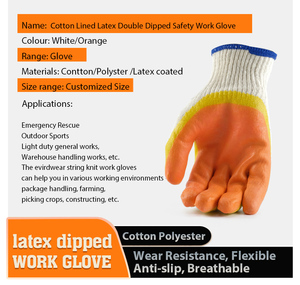 Coated <b>Glove</b> Custom Palm Protection Working Rubber Hand Double Latex Poly Cotton 10 Gauge Personal Care Yellow Comfortable ANMAY - Product Image 3
