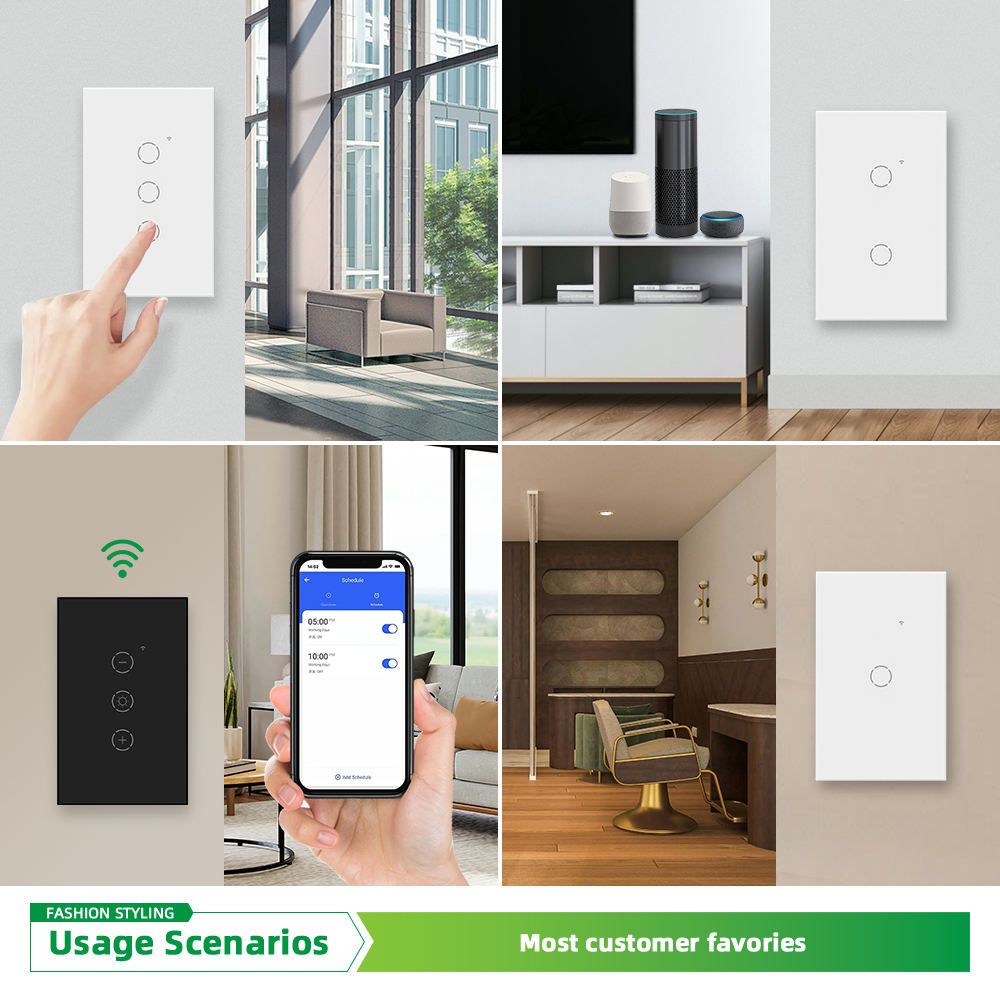 Manufacturers Tuya Gang Home LED Light Touch Glass Electrical Remote Alexa Wireless Smart Wifi Wall Switch and Socket