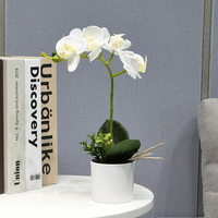 Fleurs artificielles 3D réalistes et élégantes, orchidées papillon blanches en pot pour la Saint-Valentin, Pâques, la maison, le restaurant