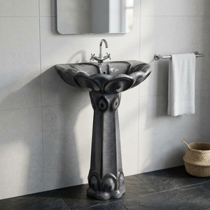 Pedestal de cerámica roja rústica, lavabo ovalado, conjunto de lavabo, diseño moderno, respetuoso con el medio ambiente, Hospital, Villa, baño, precio barato, India - Product Image 1