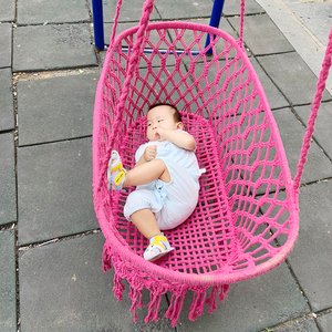Niño niños bebé <span class=keywords><strong>hamaca</strong></span> silla colgante Macrame hecha <span class=keywords><strong>a</strong></span> <span class=keywords><strong>mano</strong></span> de algodón interior colgante al aire libre columpio silla - Product Image 1
