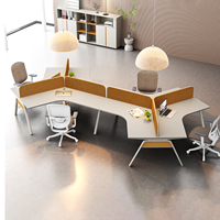 Meubles de bureau modulaires modernes européens pour espace ouvert, couleur kaki orange, poste de travail cloisonné pour 3 à 6 personnes
