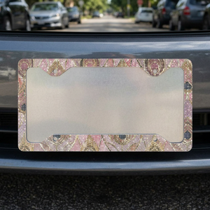 Girly Chic Pink Gold Peacock Feathers License Plate Frame <b>Car</b> Decoration Cover with <b>Hook</b> Zinc Alloy Style B - Product Image 3
