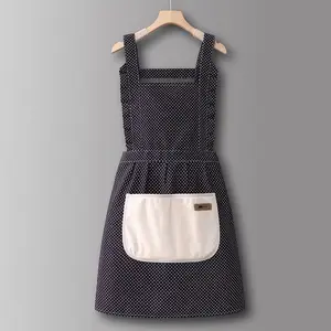 Toptan Cafe restoran önlük yetişkin giyilebilir garson önlükleri ayarlanabilir pinahigh yüksek kalite Denim Wrap elbise fırfır önlük