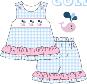 Nuevo diseño de ropa de boutique de verano, vestido fruncido con bordado de ballena, ropa fruncida - Product Image 6