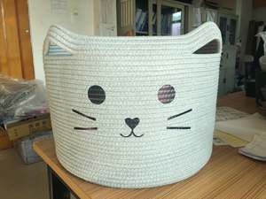 Panier de rangement en corde de coton imprimé à chaud fait main, en promotion - Product Image 6