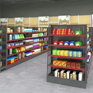 Ticari raflar bakkal mağaza süpermarket için çift taraflı perakende ekran rafları mağaza rafları sergileme rafı