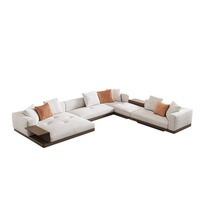 Ensemble de canapés minimalistes italiens Connery, revêtement en cuir véritable, chaise longue d'angle en forme de U pour salon