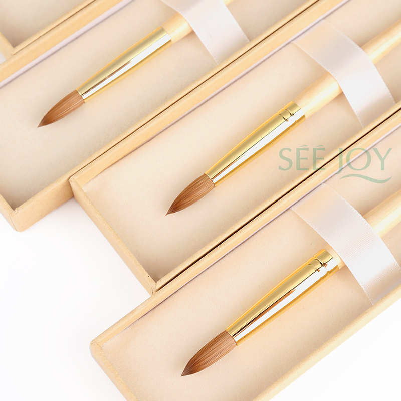 Neues Nagel produkt SeeJoy Goldener Griff Acryl bürste Kolinsky Nagel bürste Acryl Kolinsky Acryl bürsten 8 10 12 14 16
