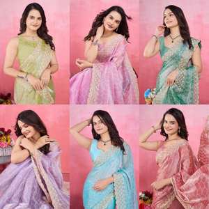 Nuevo Sari de seda para fiesta de moda con blusa para mujer, Sari de aspecto elegante, accesible a un precio razonable - Product Image 4