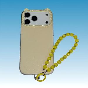 เคสโทรศัพท์สีกลิตเตอร์พร้อมกรอบกล้องประดับเพชร สายคล้องข้อมือแบบลูกปัด น่ารัก ป้องกันได้ดี สำหรับ <span class=keywords><strong>iPhone</strong></span> 17 <span class=keywords><strong>Pro</strong></span> <span class=keywords><strong>Max</strong></span> 16 15 14 <span class=keywords><strong>11</strong></span> - Product Image 1