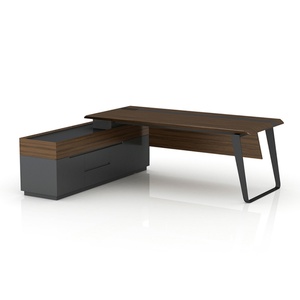 Modern Executive Walnut Color Wooden Home Office <b>Desk</b> Convertible & <b>Extendable</b> Furniture - Product Image 1