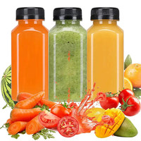 Bouteilles carrées en plastique PET transparentes de 8 oz et 12 oz, sans BPA, pour jus, boissons, avec bouchon inviolable
