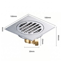 Siphon de sol carré en laiton robuste de 100 mm, anti-odeur, écologique, 4 pouces, moderne, pour salle de bain, douche, cuisine, hôtel
